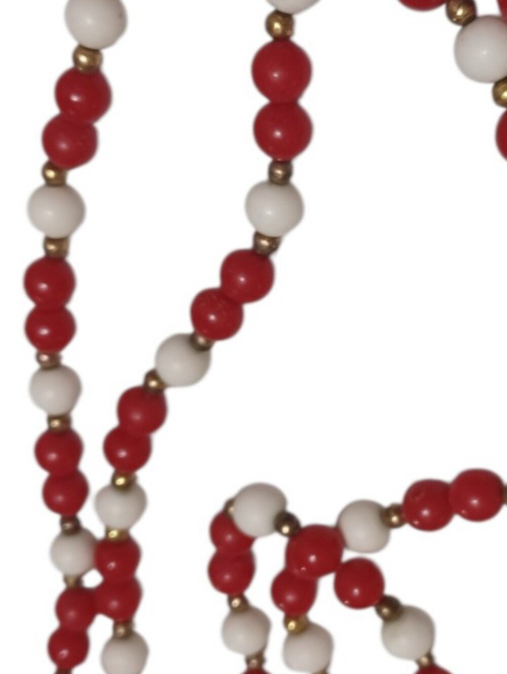 Rare Early Unsigned Miriam Haskell Art Deco Long Red & White Glass Necklace30s40